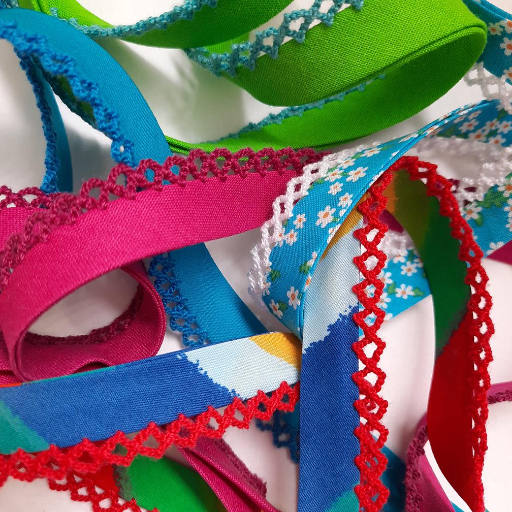 Picot edge bias binding on a sewing machine